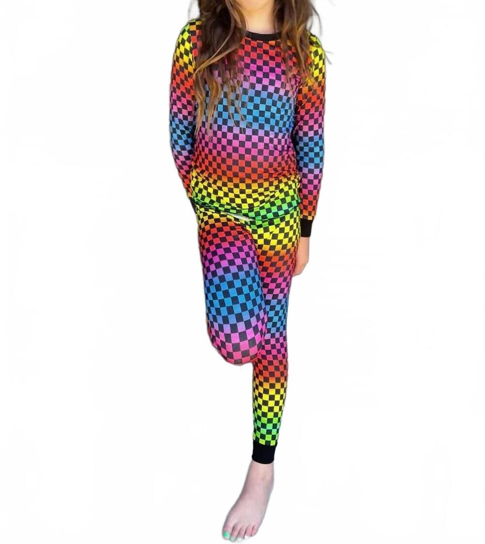 NEW ROWDY SPROUT checkered rainbow set in blue